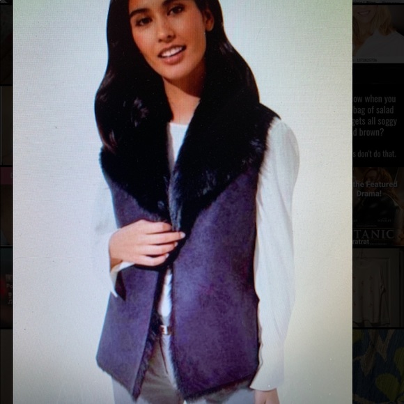 LOFT Jackets & Blazers - LOFT SUEDE FAUX FUR REVERSIBLE VEST BLACK SIZE MEDIUM NWT!